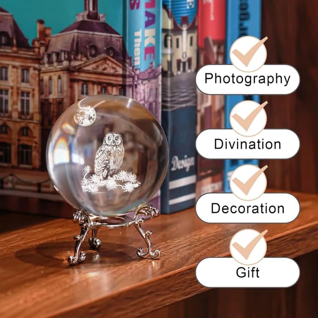 Thumbnail 3 de 3D Owl Crystal Ball Gift for Women