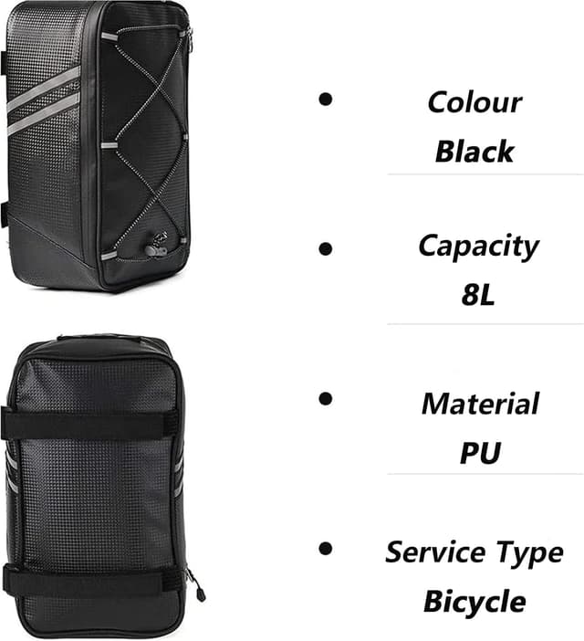 Detalle de Fahrrad Gepäckträgertasche (Hecktasche) – wasserdicht, reflektierende Gurte, 8L
