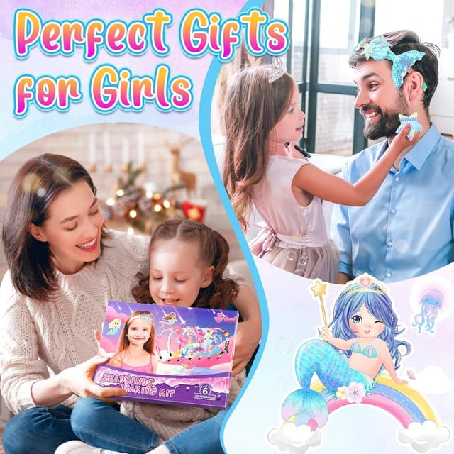 Detalle de Pourbibi Haarreifen Mädchen Meerjungfrau DIY-Bastelset (Haarschmuck zum Selbermachen) ab 5 Jahren