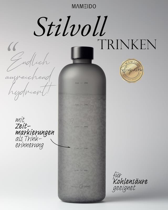 Thumbnail 1 de MAMEIDO Trinkflasche 1,5 l Zeitmarkierung