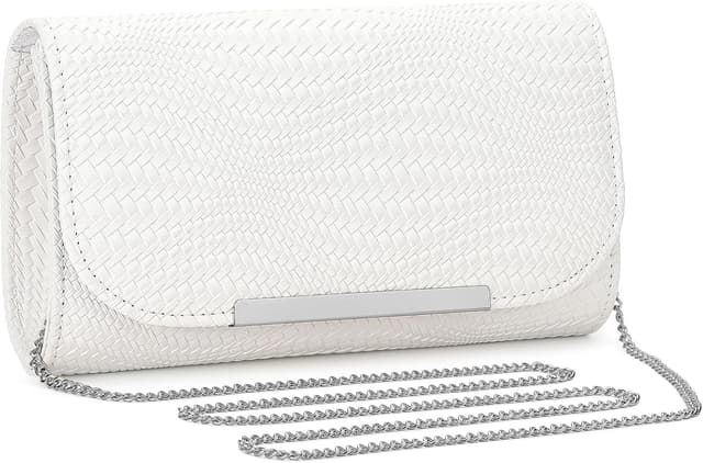 Detalle de BAIGIO Sac de soirée pour femme en cuir PU tressé ondulé (clutch de mariage, fête)