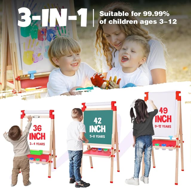 Thumbnail 1 de JOYOOSS Kids Wooden Easel 38–51"