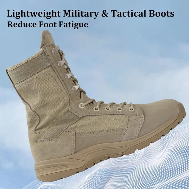 Detalle 2 de QUNLON Men’s Military Tactical Boots – Durable ankle boots for outdoor work & motorcycle riding