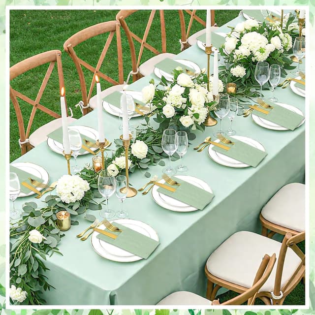 Thumbnail 6 de NatNarr 60-Pack Sage Green Linen-Feel Paper Napkins with Built-in Flatware Pocket