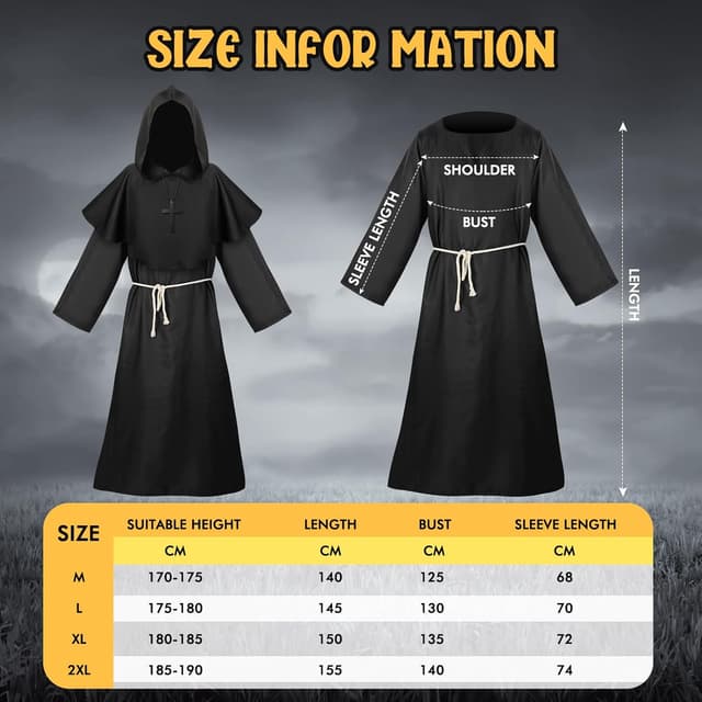 Detalle 2 de Haozozo Mönch Kostüm S-XXL 🎭