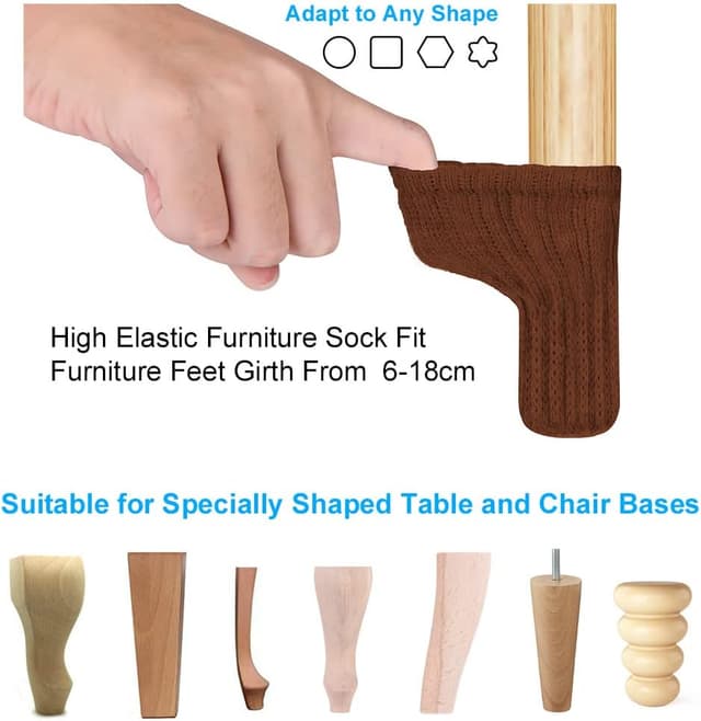 Detalle de OSDUE Chaussettes de chaise en feutre antidérapantes (lot de 24) pour pieds de chaise, brun