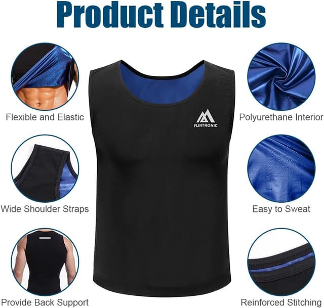 Detalle de Flintronic gilet de sudation pour homme (sauna) — débardeur affinent pour entraînement cardio