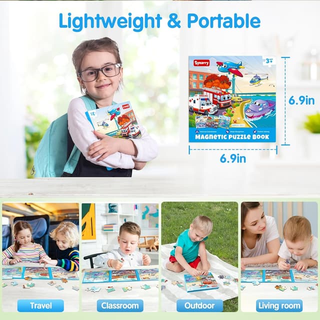 Detalle de SYNARRY magnetic jigsaw transport puzzles (20 pieces) for 3–6-year-olds