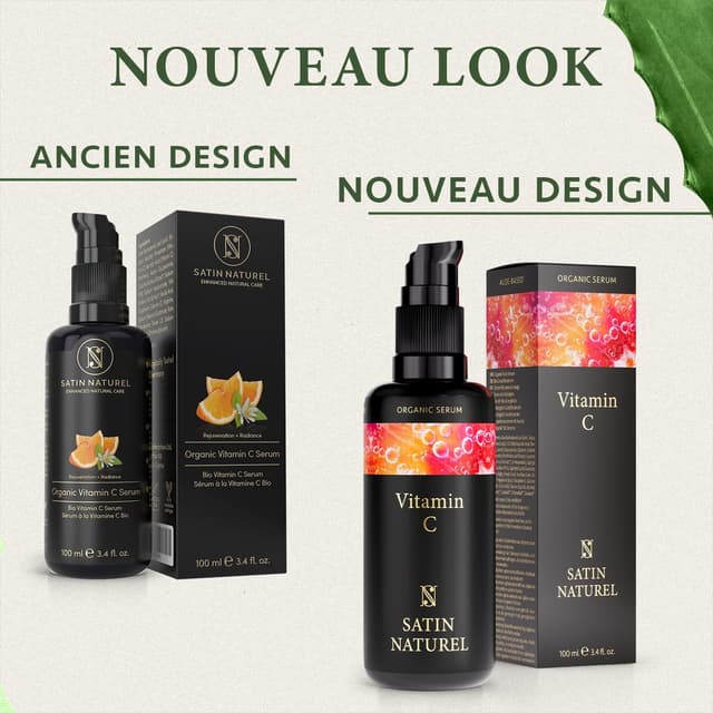 Detalle de Satin Naturel Sérum Vitamine C Bio 100 ml – anti-taches visage, hydratant et repulpant à l’acide hyaluronique