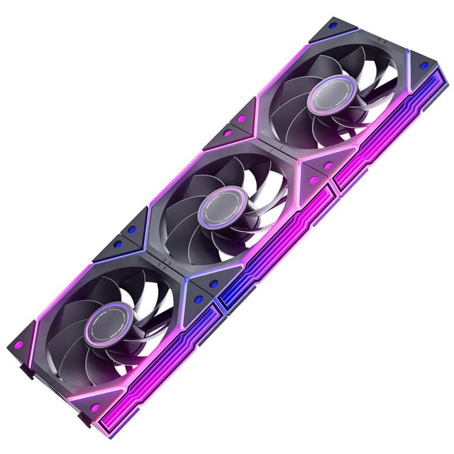 Detalle de AsiaHorse NyotaUltra ARGB Reverse 120-mm Gehäuselüfter (3er-Set) mit Daisy-Chain