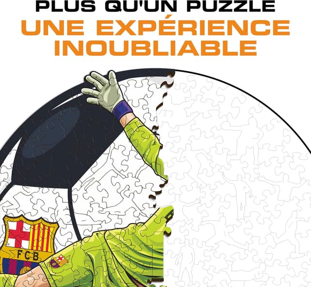 Detalle 2 de Puzzle en bois Iconic Puzzles Barcelona – Ter Stegen, licence officielle, taille M, 270 pièces
