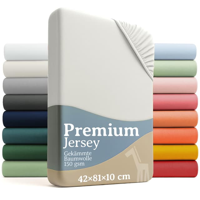 Detalle de Laleni Premium Spannbettlaken 42x81 cm für Babybett & Kinderbett – 100% Baumwolle, OEKO-TEX, Ivory