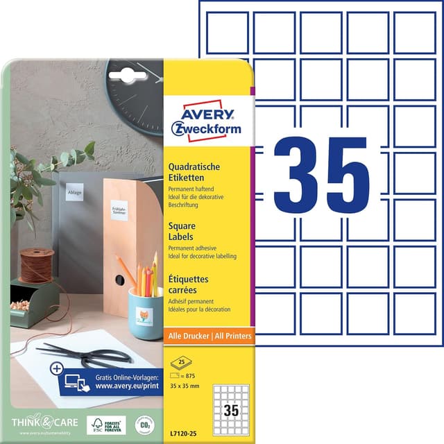 Thumbnail 6 de Avery L7121-25 etichette adesive 45x45 mm