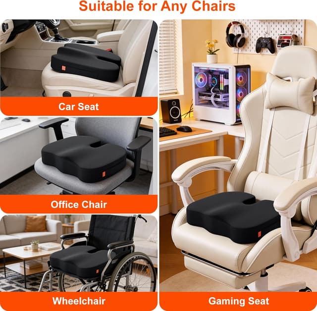 Thumbnail 6 de Coussin en mousse à mémoire de forme inaepeak pour siège (noir) – soulagement de pression