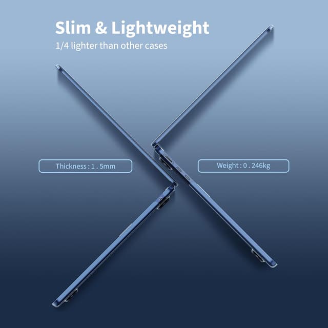 Detalle 2 de EooCoo Cover in plastica rigida trasparente compatibile con MacBook Air 13,6" 2022-2026 (A2681/A3113/A3240/A3449)