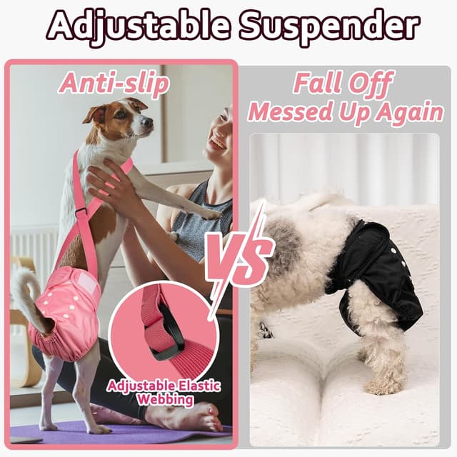 Detalle 2 de Dono Reusable Dog Nappies Female for Season (4 Pack) — Washable Heat & Incontinence Pants, XS–XL