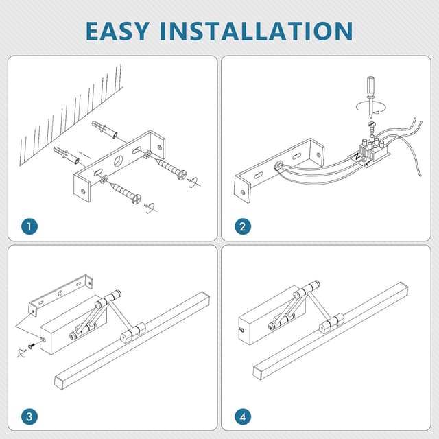 Thumbnail 6 de Pasoar LED Spiegellampe fürs Badezimmer 40 cm, drehbar & klappbar, IP44, 12 W, Cool White 5.500 K, schwarz