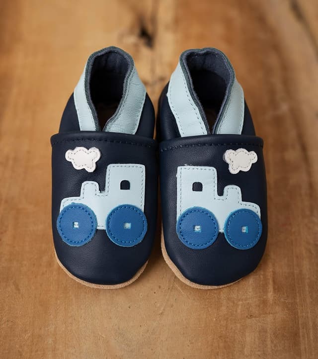 Detalle de ENGEL + PIRATEN Krabbelschuhe aus Leder mit rutschhemmender Sohle – für Krabbeln, Laufenlernen & als Hausschuhe