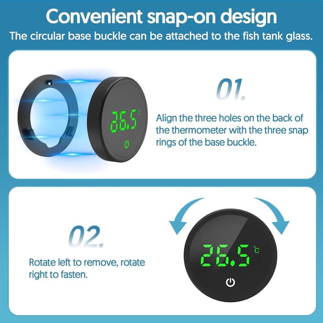 Detalle de QZQ Digital Aquarium Thermometer with Wireless Touch Stick (LED Display) – 2 Pack