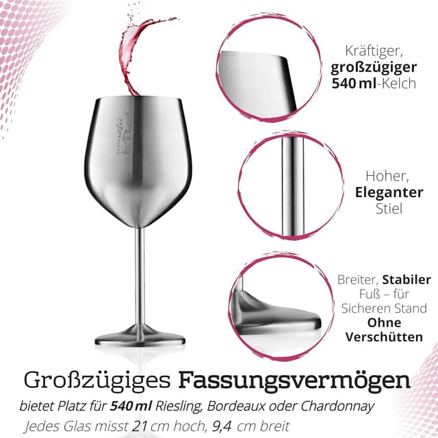 Detalle 1 de Gusto Nostro Weinglas 540 ml Edelstahl