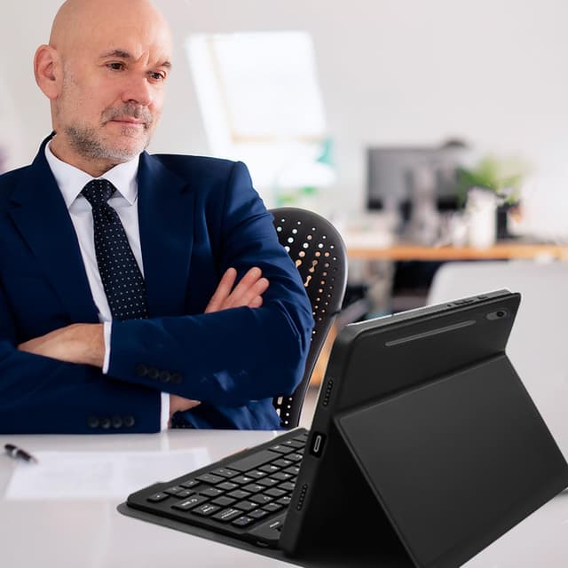 Detalle de XOKUWU Keyboard Case for Samsung Galaxy Tab S10 FE / S10 Lite / S9 FE / S9 (Black) with Built-in S Pen Holder