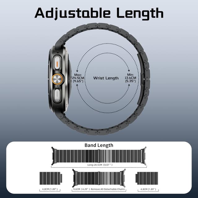 Detalle de LULULOOK Titanium Strap for Samsung Galaxy Watch Ultra 7 (47mm) – DLC scratch-resistant 24mm replacement