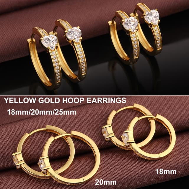 Detalle de Jiamiaoi Creolen Ohrringe aus Edelstahl mit 18K Weißgold-Vergoldung, Huggie Hoop (18/21/25 mm) – Silber & Gold