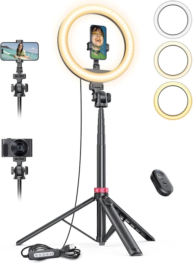 Detalle de 10-inch Ring Light with 75.6in Tripod