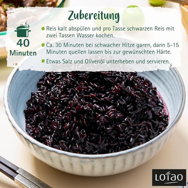 Detalle de Lotao Schwarzer Reis 3 x 1000 g Bio