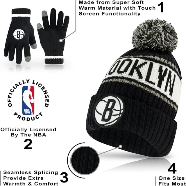 Detalle de Ultra Game Youth NBA Official Super Soft Winter Beanie with Touch Screen Gloves