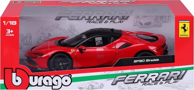 Detalle 1 de Bburago Ferrari SF90 Stradale Modellauto im Maßstab 1:18 (Ferrari Race & Play Serie)