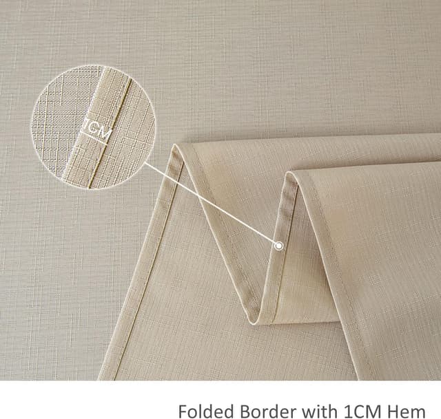 Thumbnail 5 de maxmill Rectangle Slubby Textured Tablecloth (Waterproof, Spillproof, Wrinkle Free) — Natural, 52 x 70 Inch