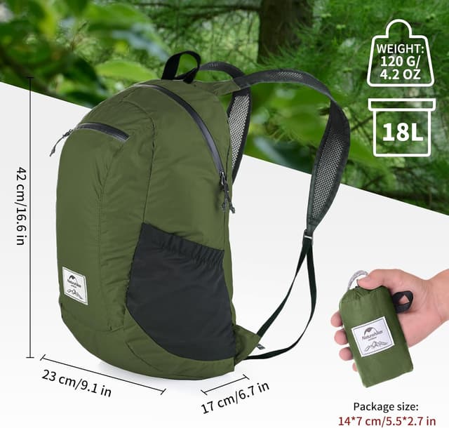 Detalle de Naturehike Ultralight Foldable Waterproof Backpack (30D Nylon Dry Bag) for Hiking, Camping & Travel