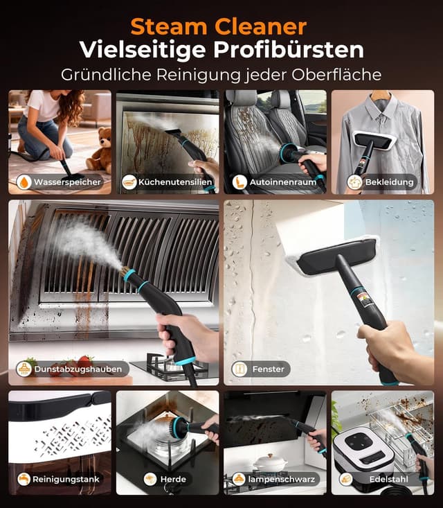 Detalle de GZCHENHAO 14-IN-1 Dampfreiniger Handgerät – Turbo-Dampf-Reiniger ohne Chemie