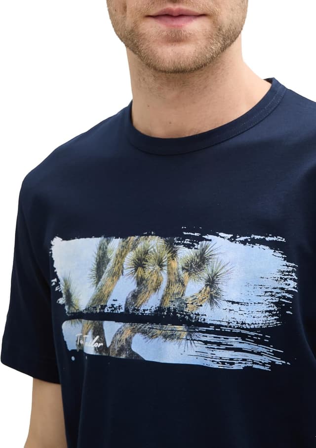 Detalle de TOM TAILOR 1046712 T-shirt da uomo con stampa fotografica frontale