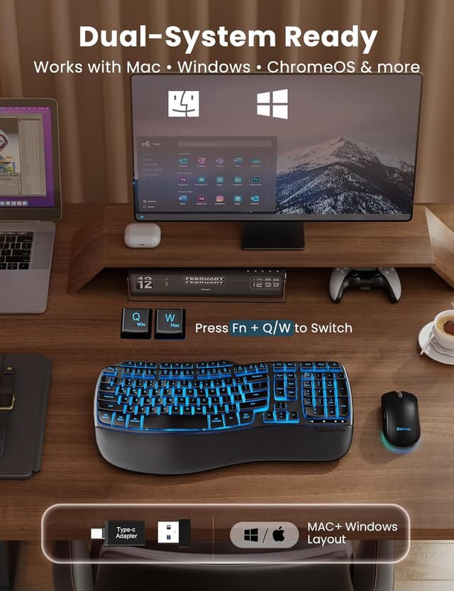Thumbnail 6 de SABLUTE Ergonomic Wireless Keyboard and Mouse 4000mAh ⌨