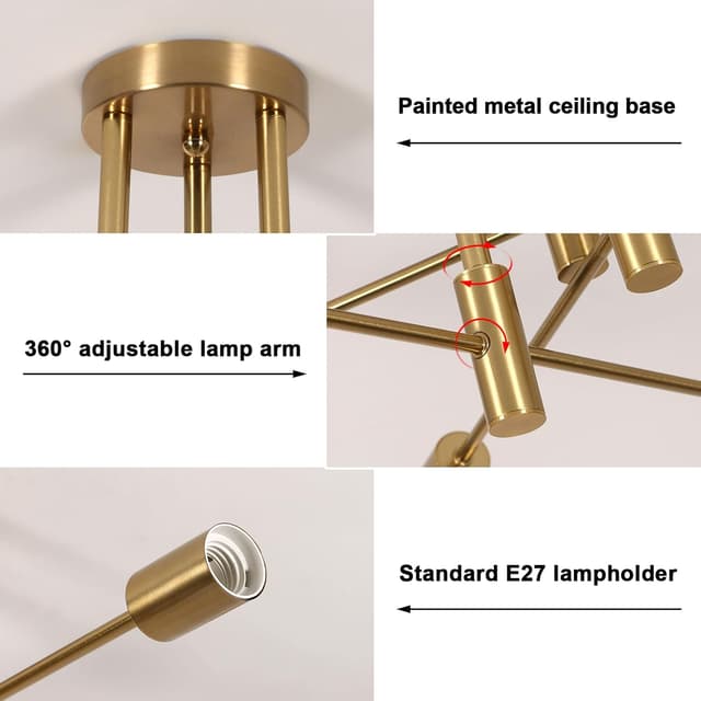 Detalle 1 de Comely Sputnik plafoniera 6 luci E27 72 cm