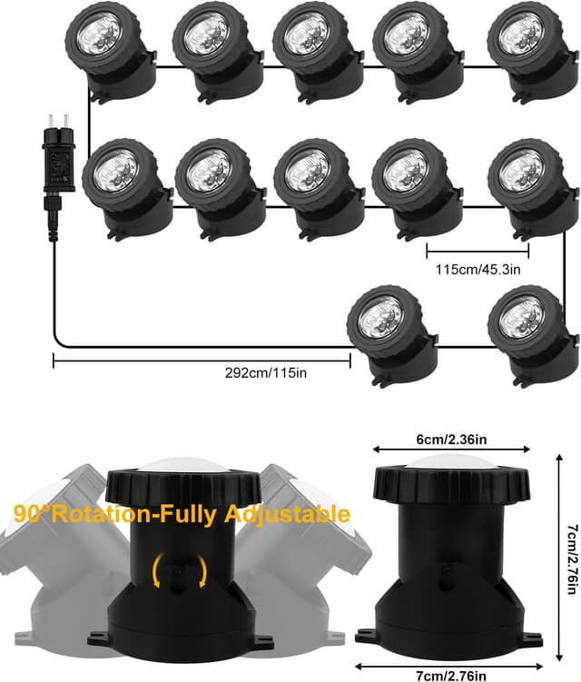 Detalle 1 de NATPOW Teichbeleuchtung RGB, 15,5 m