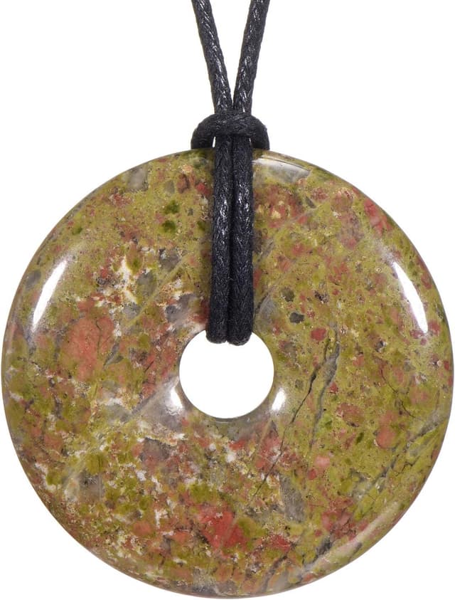 Detalle 2 de Collier Morella Femme de 80 cm avec pendentif donut en pierre précieuse et petit sac