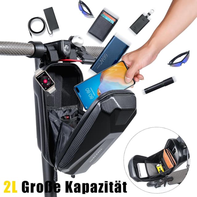 Detalle de Faireach E-Scooter Tasche mit EVA-Hartschale und wasserdichter Front-Tube-Bag – für Xiaomi Mi/M365, Ninebot & Co.