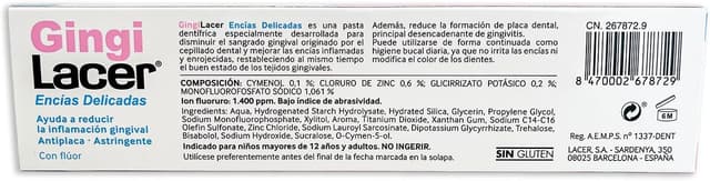 Detalle 2 de LACER GINGILACER Duplo Zahnpasta mit Fluor (125 ml) – gegen Zahnfleischbluten