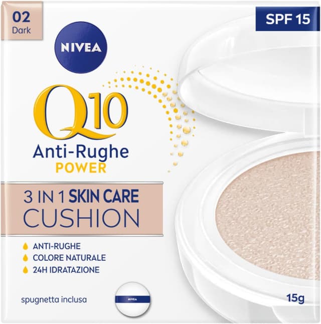 Detalle de NIVEA Q10 3in1 Cushion 15 ml fondotinta 💄