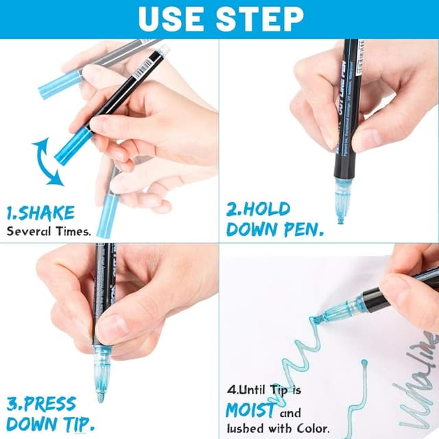 Thumbnail 6 de TOVIKI 24 colori penne glitterate doppia linea: effetto metallizzato e glitter, regalo per bambine 4-12 anni