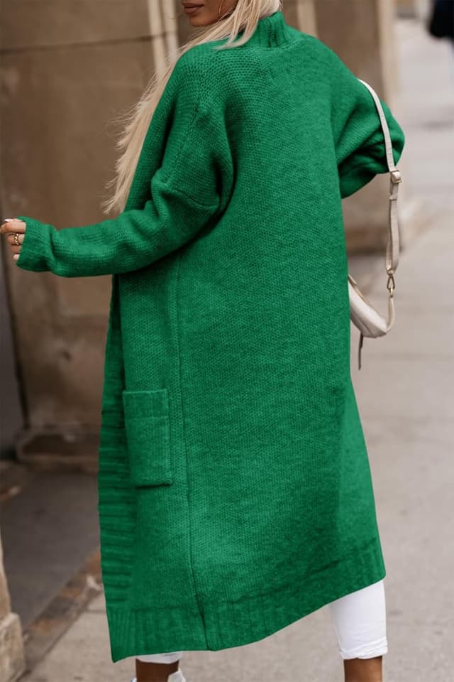 Detalle de Imily Bela Damen Strickjacke Lang mit Taschen, Grobstrick Cardigan (offene Front)