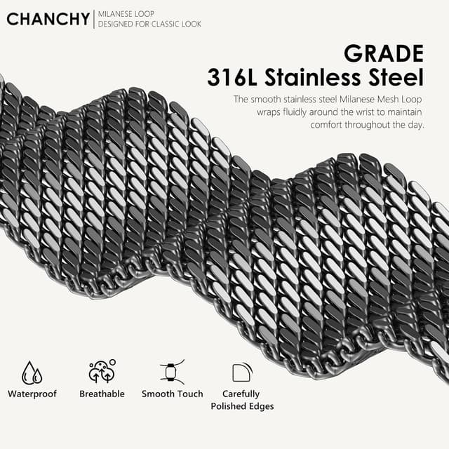 Detalle de CHANCHY Milanese Strap for Samsung Galaxy Watch 8 (40mm/44mm) & Watch 8 Classic (46mm, 2025) – No-Gap Magnetic Mesh Replacement Band