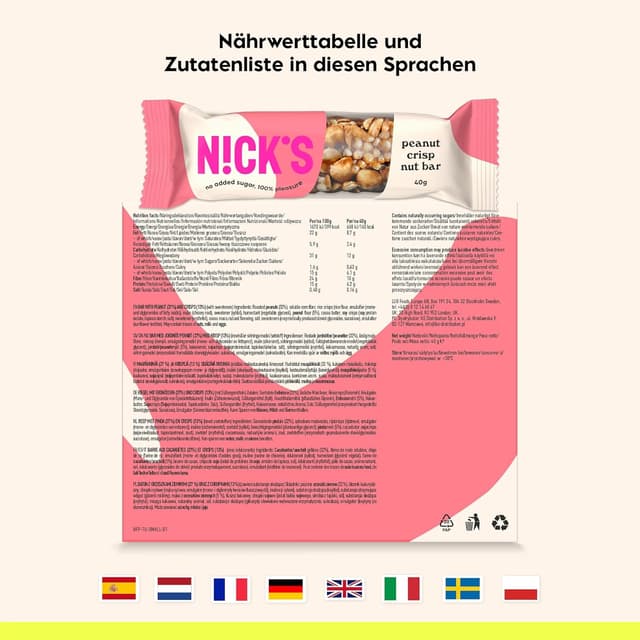 Thumbnail 5 de NICKS Nut Bar Peanut Crisp 160 kcal