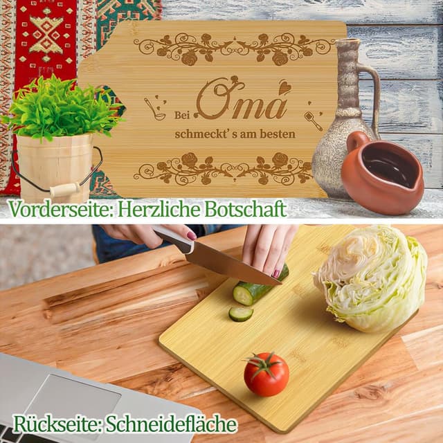 Detalle 2 de Niviy Graviertes Bambus Schneidebrett 30 × 19 cm