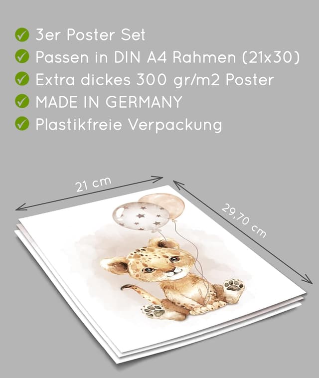 Detalle 1 de artpin Poster Kinderzimmer Safari A4