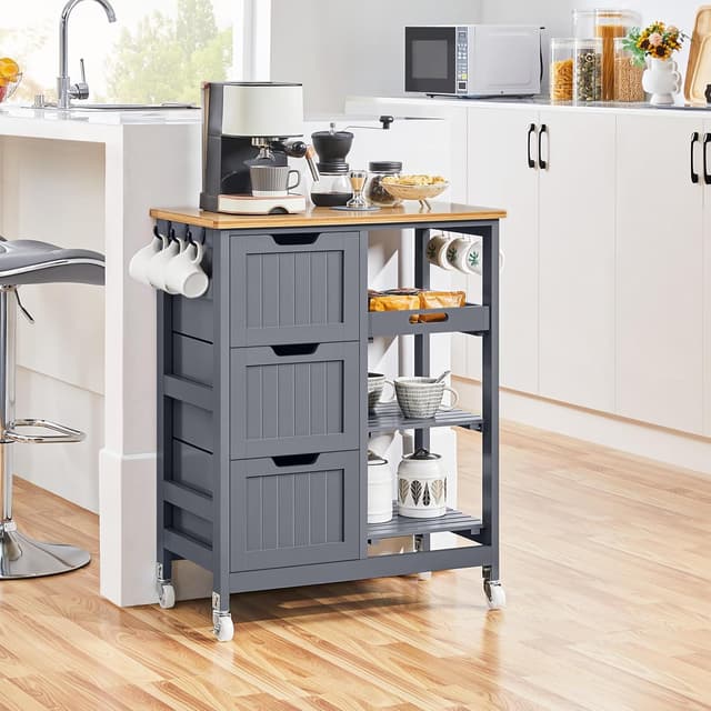 Detalle 2 de Kitchen Storage Trolley Cart 75 kg