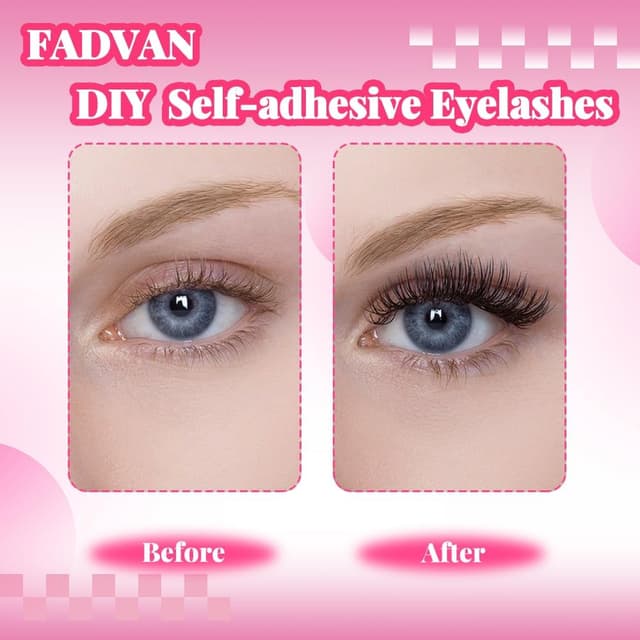 Detalle de FADVAN Faux Cils Autoadhésifs Naturel D Curl – Extensions en clusters 0,07 mm (8 à 16 mm), sans colle